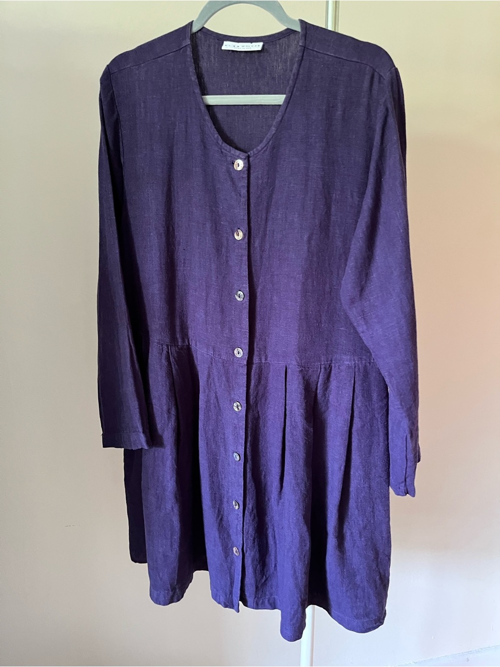 Bryn Walker Button-Front Long Sleeve Linen Dress